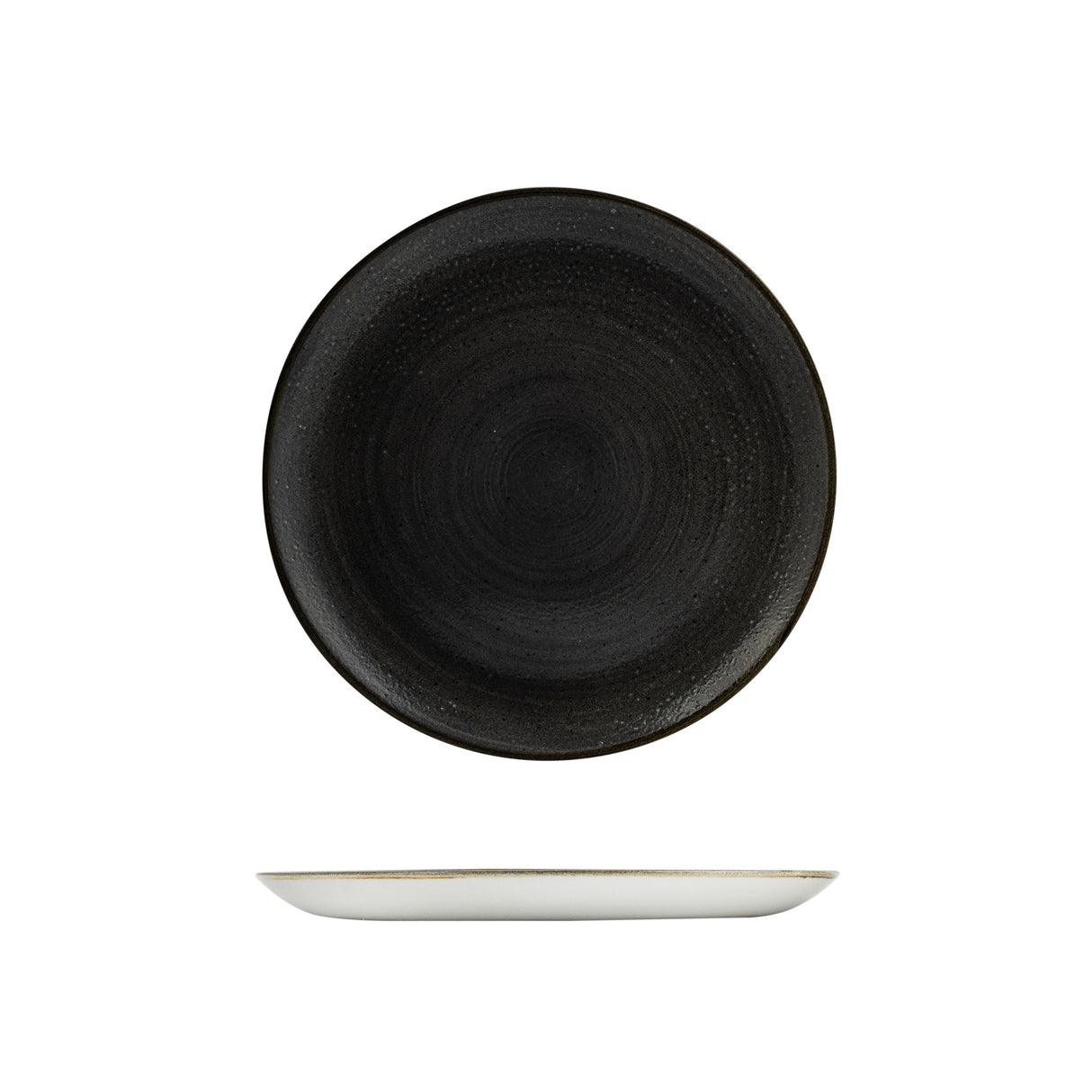 Coupe Plate - 288Mm, Stonecast Raw Black from Churchill. Patterned, made out of Plates and sold in boxes of 12. Hospitality quality at wholesale price with The Flying Fork! 