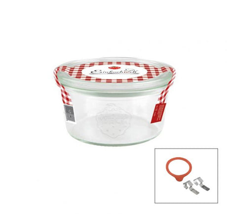 Complete Glass Jar w-Lid-Seal (#976) - 165mL, 80x47mm from Weck. made out of Glass and sold in boxes of 12. Hospitality quality at wholesale price with The Flying Fork! 