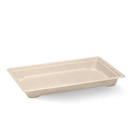 Large sushi tray - natural from BioPak. Compostable, made out of Paper and Bioplastic and sold in boxes of 1. Hospitality quality at wholesale price with The Flying Fork! 