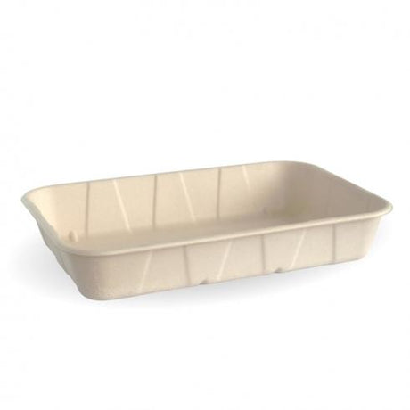 268x173x46 (1kg) produce tray - natural from BioPak. Compostable, made out of Sugarcane Pulp and sold in boxes of 1. Hospitality quality at wholesale price with The Flying Fork! 