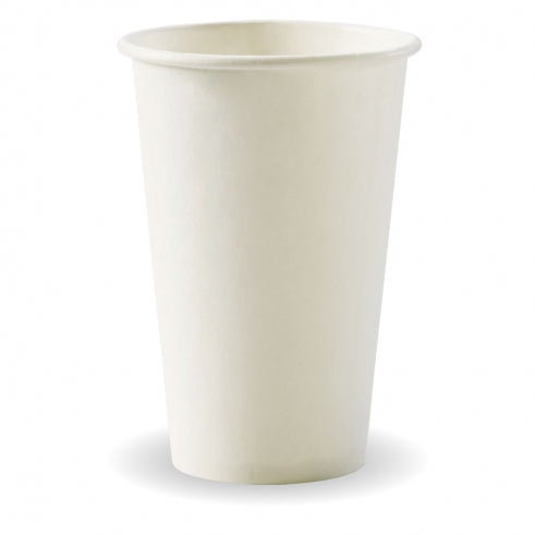350ml (12oz) (80mm) cup (fits small lids) - white from BioPak. Compostable, made out of Paper and Bioplastic and sold in boxes of 1. Hospitality quality at wholesale price with The Flying Fork! 
