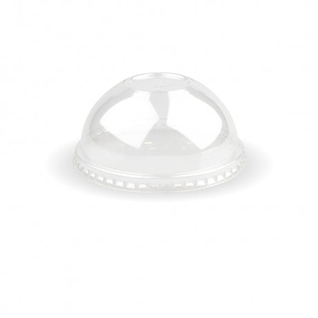 90mm PET Dome lid - straw slot - fits all 90mm cups - clear from BioPak. Compostable, made out of PET Plastic and sold in boxes of 1. Hospitality quality at wholesale price with The Flying Fork! 