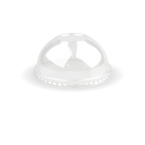 90mm PET Dome lid - straw slot - fits all 90mm cups - clear from BioPak. Compostable, made out of PET Plastic and sold in boxes of 1. Hospitality quality at wholesale price with The Flying Fork! 