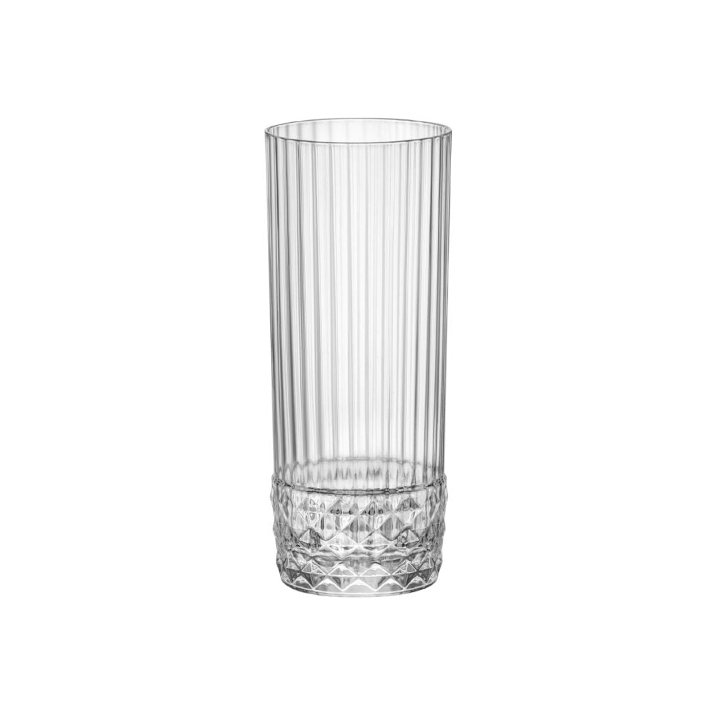 America 20's - Long Drink 400Ml from Bormioli Rocco. Fine rim, made out of Glass and sold in boxes of 6.
