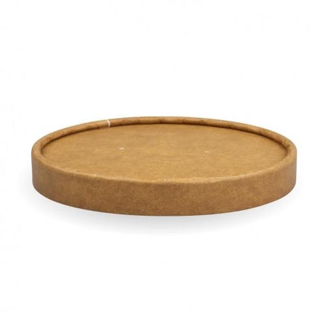 430-950ml (12-32oz) BioBowl paper lid - kraft from BioPak. Compostable, made out of Paper and Bioplastic and sold in boxes of 1. Hospitality quality at wholesale price with The Flying Fork! 
