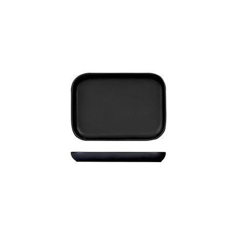 Small black serving tray on white background