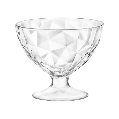 Diamond Dessert 360Ml from Bormioli Rocco. Fine rim, made out of Glass and sold in boxes of 2. Hospitality quality at wholesale price with The Flying Fork! 