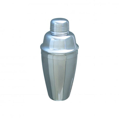 Stainless steel cocktail shaker on white backgorund