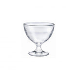 A clear short stemmed Dessert Cup presented on a white background