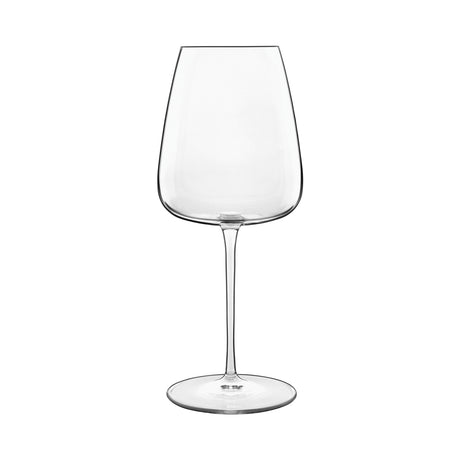 Large clear Chianti glass on white background