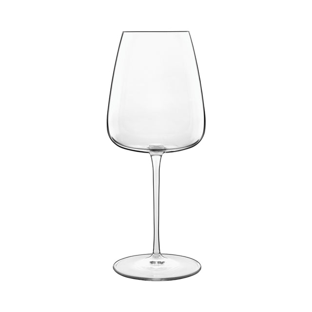 Large clear Chianti glass on white background