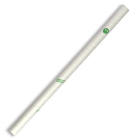10mm jumbo paper straw - white from BioPak. Compostable, made out of FSC�� certified paper and sold in boxes of 1. Hospitality quality at wholesale price with The Flying Fork! 