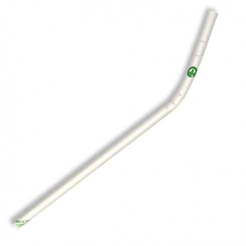 6mm bendy white straw - white from BioPak. Compostable, made out of FSC�� certified paper and sold in boxes of 1. Hospitality quality at wholesale price with The Flying Fork! 