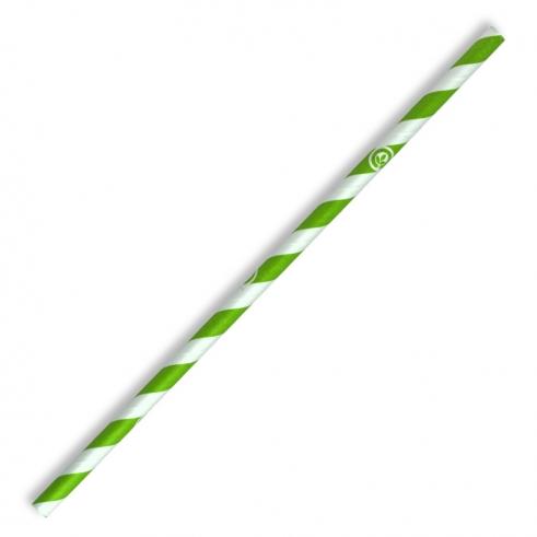 6mm regular paper straw - green stripe from BioPak. Compostable, made out of FSC�� certified paper and sold in boxes of 1. Hospitality quality at wholesale price with The Flying Fork! 