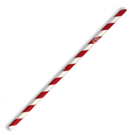 6mm regular paper straw - red stripe from BioPak. Compostable, made out of FSC�� certified paper and sold in boxes of 1. Hospitality quality at wholesale price with The Flying Fork! 