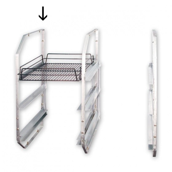 Under Bar Rack - 3 Tier, Left side only from Chalet. Sold in boxes of 1. Hospitality quality at wholesale price with The Flying Fork! 