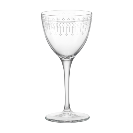 Bartender Art Deco' Nick&Nora 155Ml from Bormioli Rocco. Fine rim, made out of Glass and sold in boxes of 6. Hospitality quality at wholesale price with The Flying Fork! 