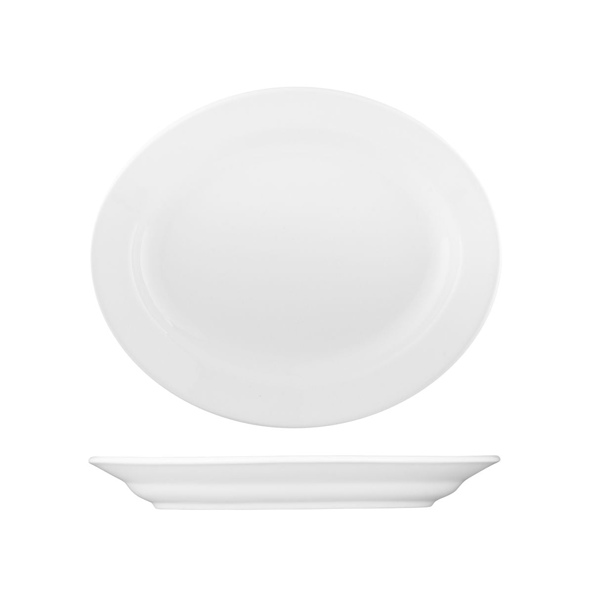 White oval platter displayed on a white background