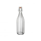 Clear water bottle with lid on white background