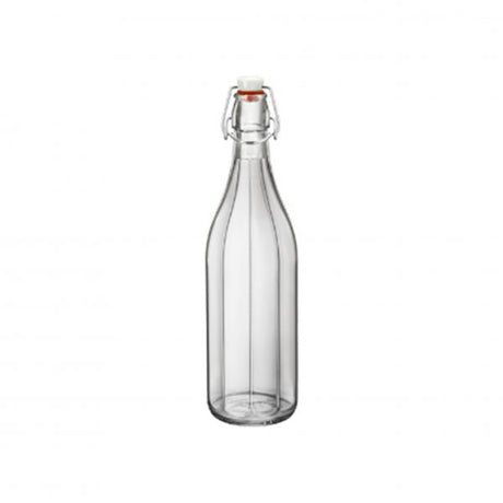 Clear water bottle with lid on white background