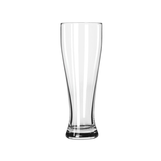 Clear 680ml pilsner beer glass on white background