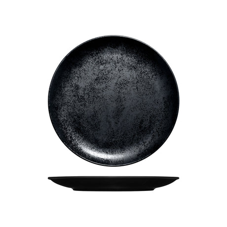 Round Coupe Plate - Black, 240Mm, Karbon from Rak Porcelain. Textured, made out of Porcelain and sold in boxes of 12. Hospitality quality at wholesale price with The Flying Fork! 