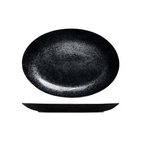 Oval Coupe Plate- Black, 320Mm, Karbon from Rak Porcelain. Textured, made out of Porcelain and sold in boxes of 6. Hospitality quality at wholesale price with The Flying Fork! 