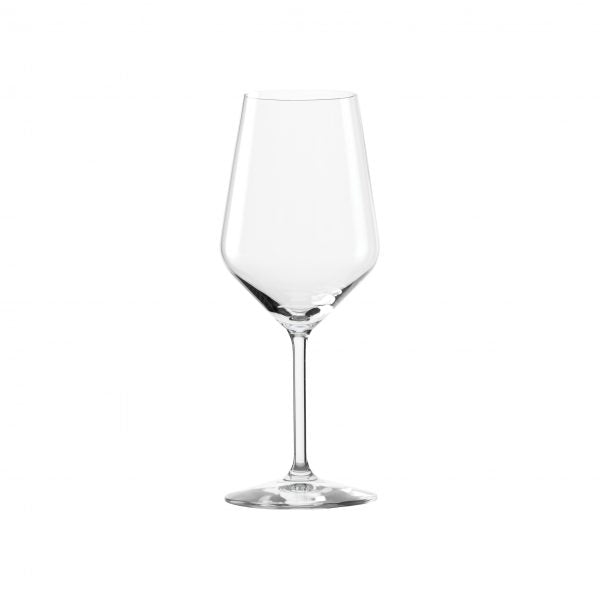 Clear red wine glass on white background