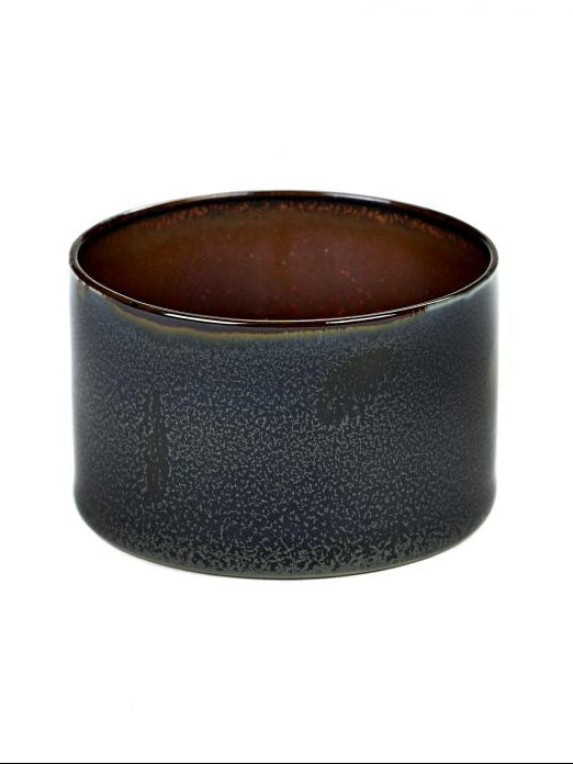 Small Ceramic bowl in blue/grey on white background