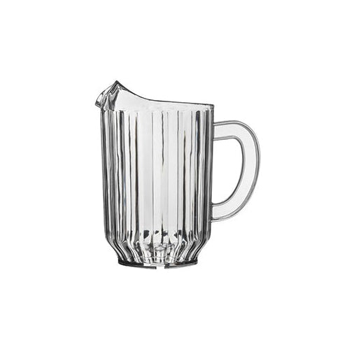 Clear water pitcher on white background