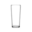 A small clear beer glass presented on a white background