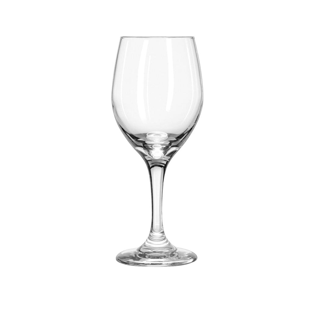 Clear wine glass on white background