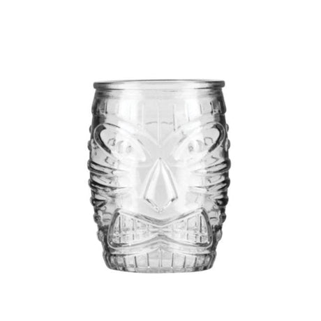 Decorative clear tumbler on white background