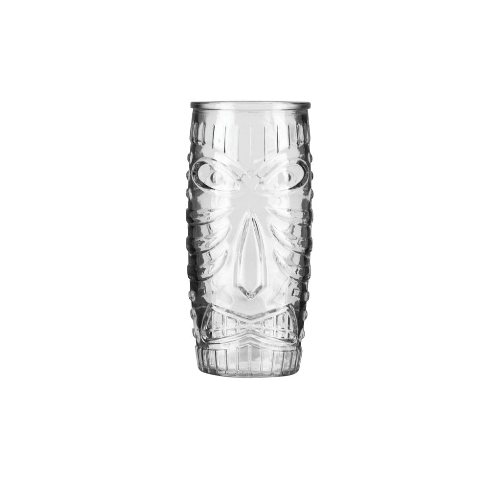 Large decorative clear tumbler on a white background