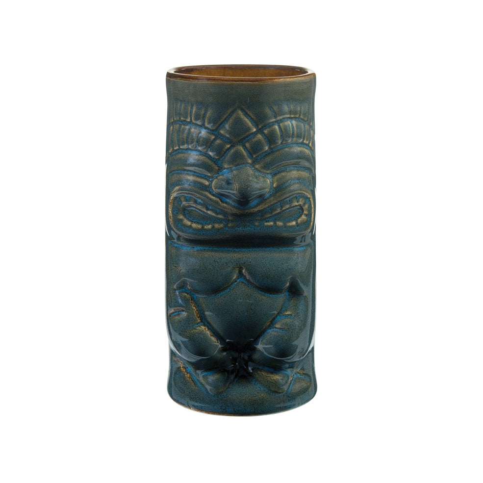 Blue decorative tumbler on white background