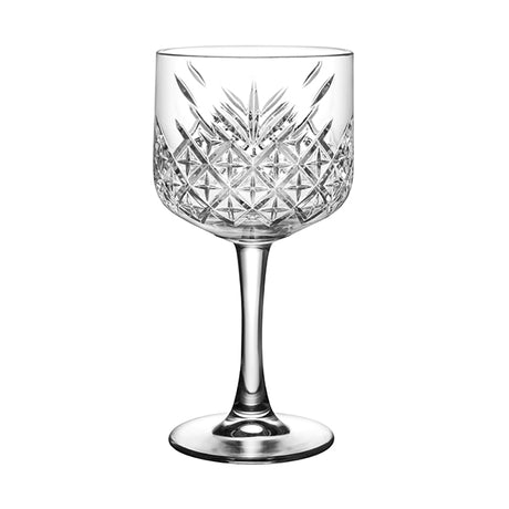 Clear cocktail glass with geometric style on white background