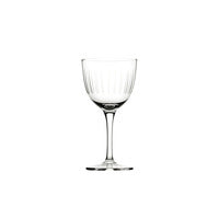 Retro inspired Nick and Nora cocktail glass from Utopia, laser cut across different line, diamond or more intricate vintage patterns. Sturdy and dishwasher safe, ideal to create a speakeasy or 20 s atmosphere.