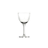 Retro inspired Nick and Nora cocktail glass
 from Utopia, laser cut across different line, diamond or more intricate vintage patterns. Sturdy and dishwasher safe, ideal to create a speakeasy or 20 s atmosphere.
