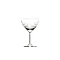 Retro inspired Martini glass from Utopia, laser cut across different line, diamond or more intricate vintage patterns. Sturdy and dishwasher safe, ideal to create a speakeasy or 20 s atmosphere.