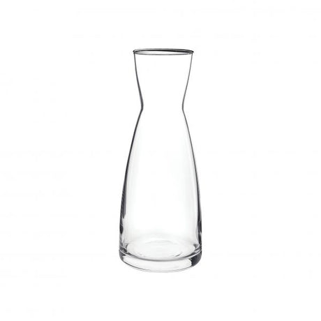 Clear one litre carafe on white background