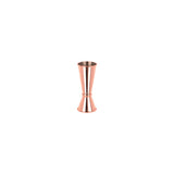 Rose coloured jigger with both 15ml and 30ml pour