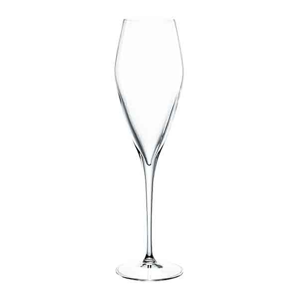 Champagne flute on white background