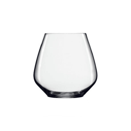 Stemless wine glass on white background