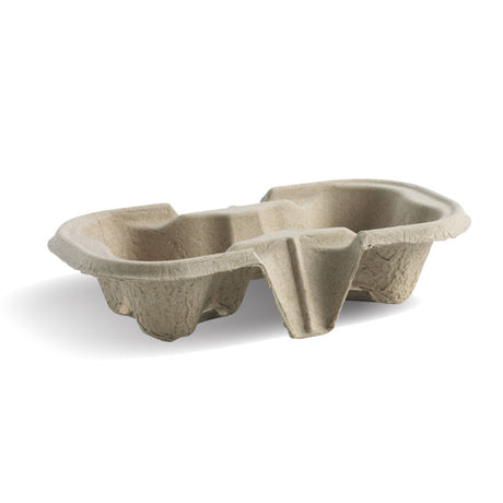 2 Cup Tray - Natural (Box of 500) from BioPak. Compostable, made out of Recycled Paper and sold in boxes of 1. Hospitality quality at wholesale price with The Flying Fork! 