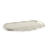 Lid to fit Rectangular Sugarcanne Containers - White (Box of 500) from BioPak. Compostable, made out of Sugarcane Pulp and sold in boxes of 1. Hospitality quality at wholesale price with The Flying Fork! 