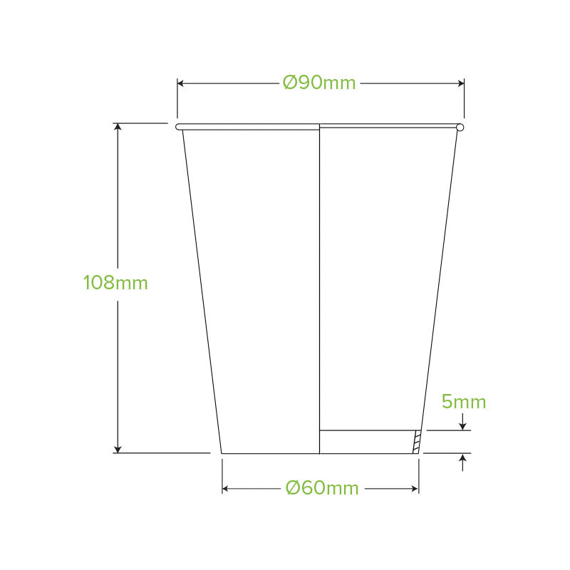 390ml (12oz) cup (fits large lids) - white - Carton of 1000 units