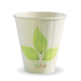 Biocup Double Wall - Leaf Print, 8oz, 90mm (Box of 1000) from BioPak. Compostable, made out of Paper and Bioplastic and sold in boxes of 1. Hospitality quality at wholesale price with The Flying Fork! 
