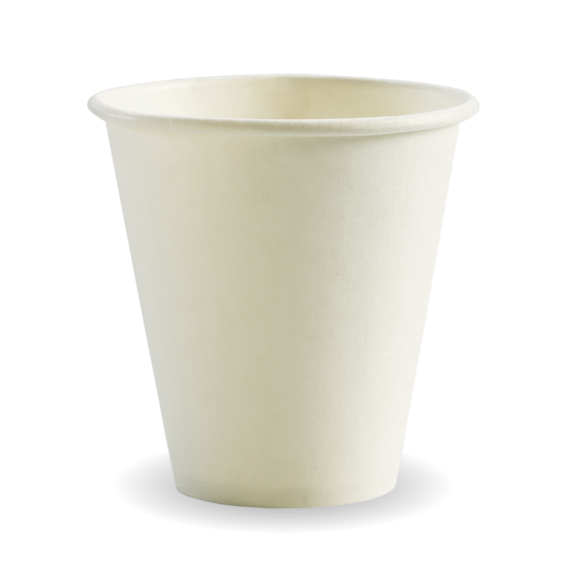 Biocup Single Wall - White, 8oz, 90mm (Box of 1000) from BioPak. Compostable, made out of Paper and Bioplastic and sold in boxes of 1. Hospitality quality at wholesale price with The Flying Fork! 