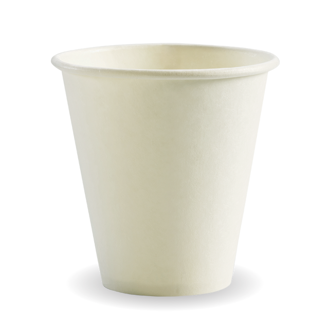 Biocup Single Wall - White, 8oz, 90mm (Box of 1000) from BioPak. Compostable, made out of Paper and Bioplastic and sold in boxes of 1. Hospitality quality at wholesale price with The Flying Fork! 