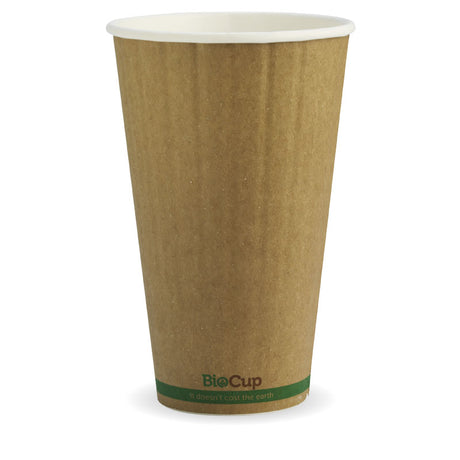 Biocup Double Wall - Kraft with Green Stripes, 16oz (Box of 600) from BioPak. Compostable, made out of Paper and Bioplastic and sold in boxes of 1. Hospitality quality at wholesale price with The Flying Fork! 